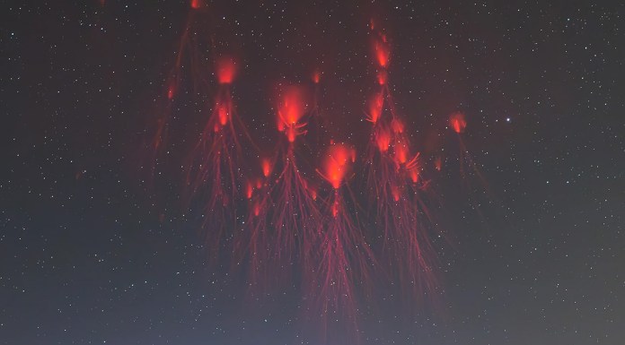 La espectacular foto de unos «duendes rojos» en el cielo gana en los Weather Photographer of the year 2024 © Xin Wang 2