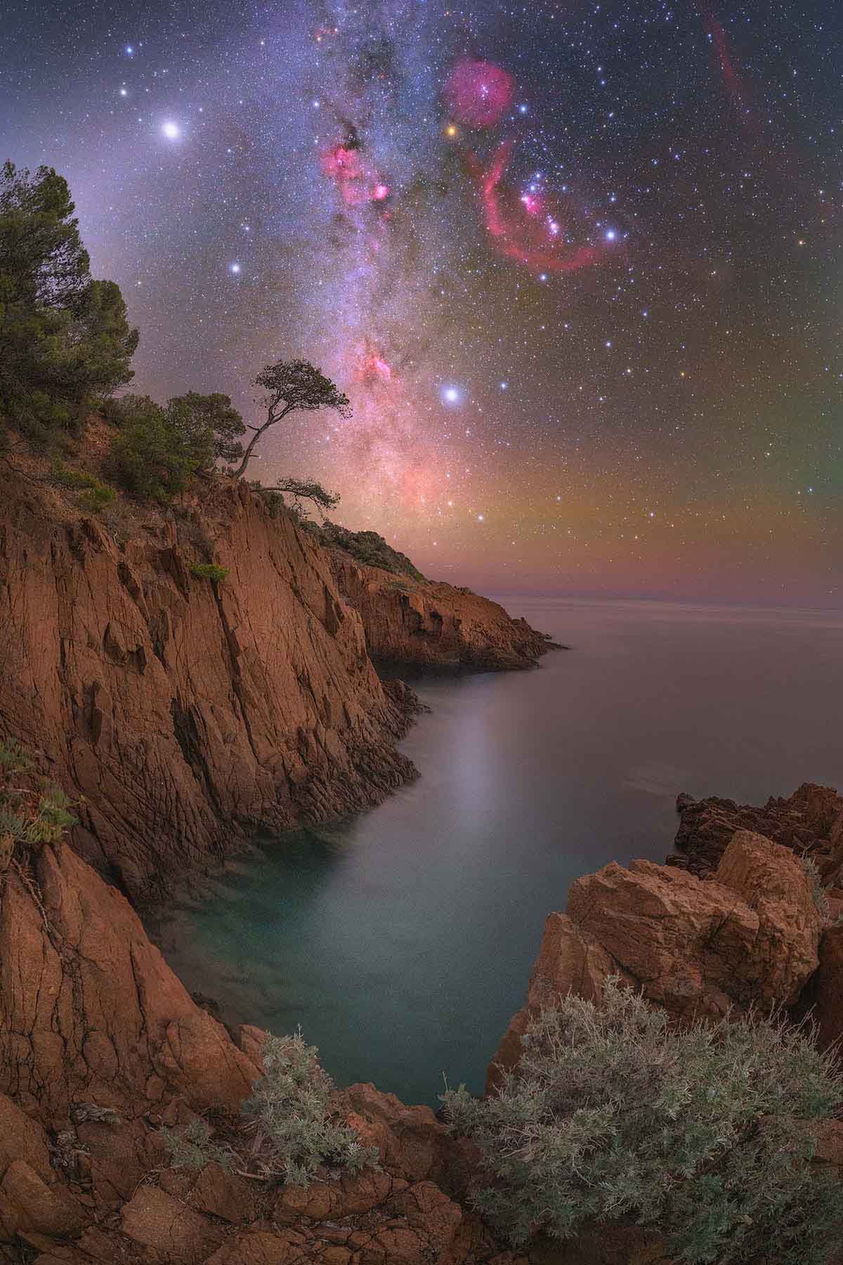 “Celestial Light Over Sea Cliffs”