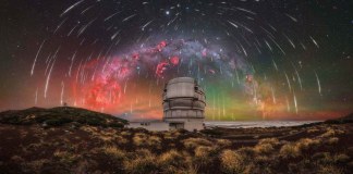 “Geminid Symphony Over La Palma’s Guardian of the Sky